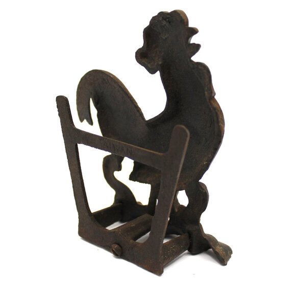 VINTAGE CAST IRON ROOSTER TRIVET R.H. BIRD & Rooster Cast Iron Napkin Holder - Picture 8 of 10